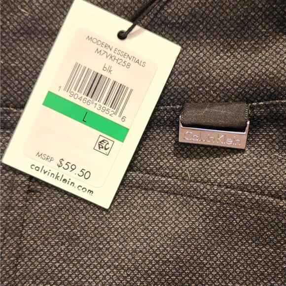 Calvin Klein Birdseye Slim Leg Ponte Pants Dark Academia Office Siren Size L NWT - Picture 6 of 8